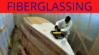 S2E22 How to Fiberglass the Hull of your Small Ocean Cruiser Part 2 || Building a Wave Rover 650