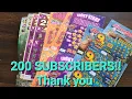 Thank you for 200 subscribers 109 Maine Lottery Scratch Offs