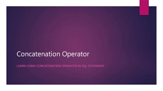 31 SQL Concatenation Operator