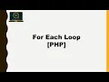 ForEach Loop PHP BitOxygen Academy