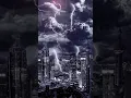 City lightning dark clouds Wallpaper