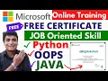 Microsoft Free Live Training With Certificate Python OOPS Java MS Excel Job Oriented Skills Free