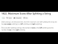 Maximum Score After Splitting a String - Leetcode 1422