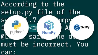Resolve warning A NumPy version 1 16 5 and 1 23 0 is required for this version of SciPy