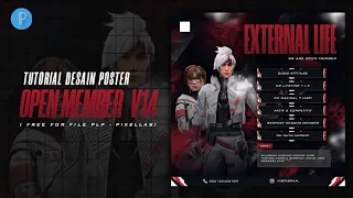 tutorial desain poster open member v14 free file plp pixellab