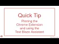 Pinning the Text Blaze Chrome Extension using the Assistant Menu