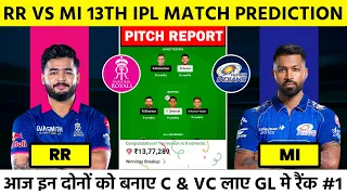 rr vs mi match prediction today ipl 2026 match 13th rr vs mi dream team rr vs mi team