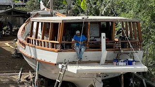 Complete tear down and rebuild of our rescued wooden boat’s pilothouse — Sailing Yabá 155