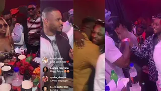 shine ya eye u0026 lockdown housemates together at veeiye streaming party laycon hugs pere u0026 cross