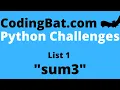 CodingBat sum3 answer - Python List 1