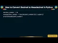 How to Convert Decimal to Hexadecimal in Python