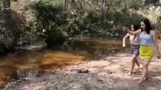 asian girls bathing outside