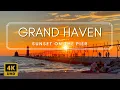 BEAUTIFUL SUNSET WALK at Grand Haven Michigan Pier Michigan Lighthouses Great Lakes Sunset