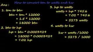 how to convert ton of refrigeration ton to btu hp watts and kilowatts