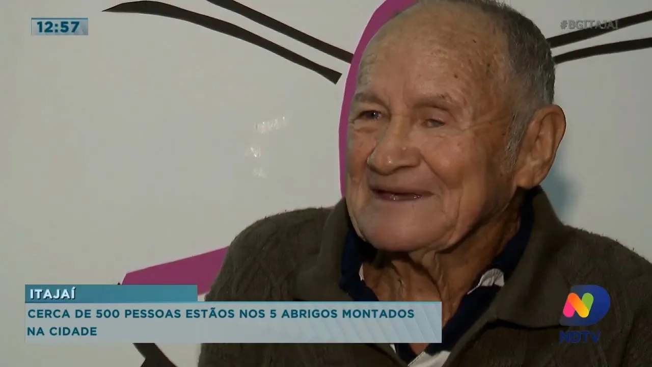 Abrigos emergenciais de Itajaí estão com mais de 500 pessoas; entre elas, um idoso de 105 anos