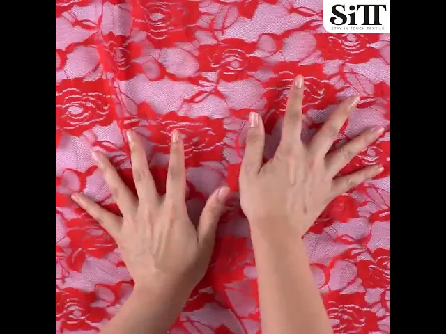 ผ้าลูกไม้ยืด [ลายกุหลาบ]