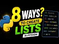 8 Ways to Create Python Lists in just 2 minutes For Beginners Easy