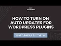 How to turn on Auto Update on Wordpress Plugins Automating WordPress Updates