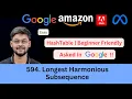 Longest Harmonious Subsequence LeetCode 594 Easy HashTable Asked in Google