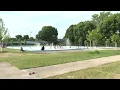 Kids beating the heat and having fun at the splash pads
