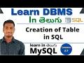 How to Create a Table in SQL in Telugu DBMS Tutorial MySQL