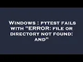 Windows pytest fails with ERROR file or directory not found and