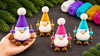 So Cute & Cozy! 😍 DIY Skiing Gnomes 🎿 Easy Christmas Decor!🎄