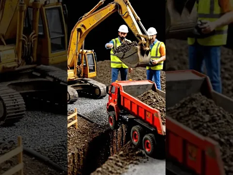 SAB Truck Car RC excavator digging a deep foundation  3