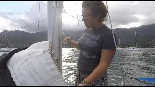 E56: Fixing Main Sail and Toppinglift on Anchor