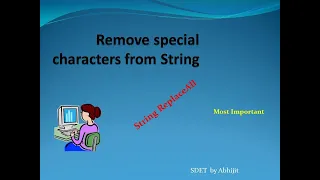 Remove Special characters from string Interview Question Java code
