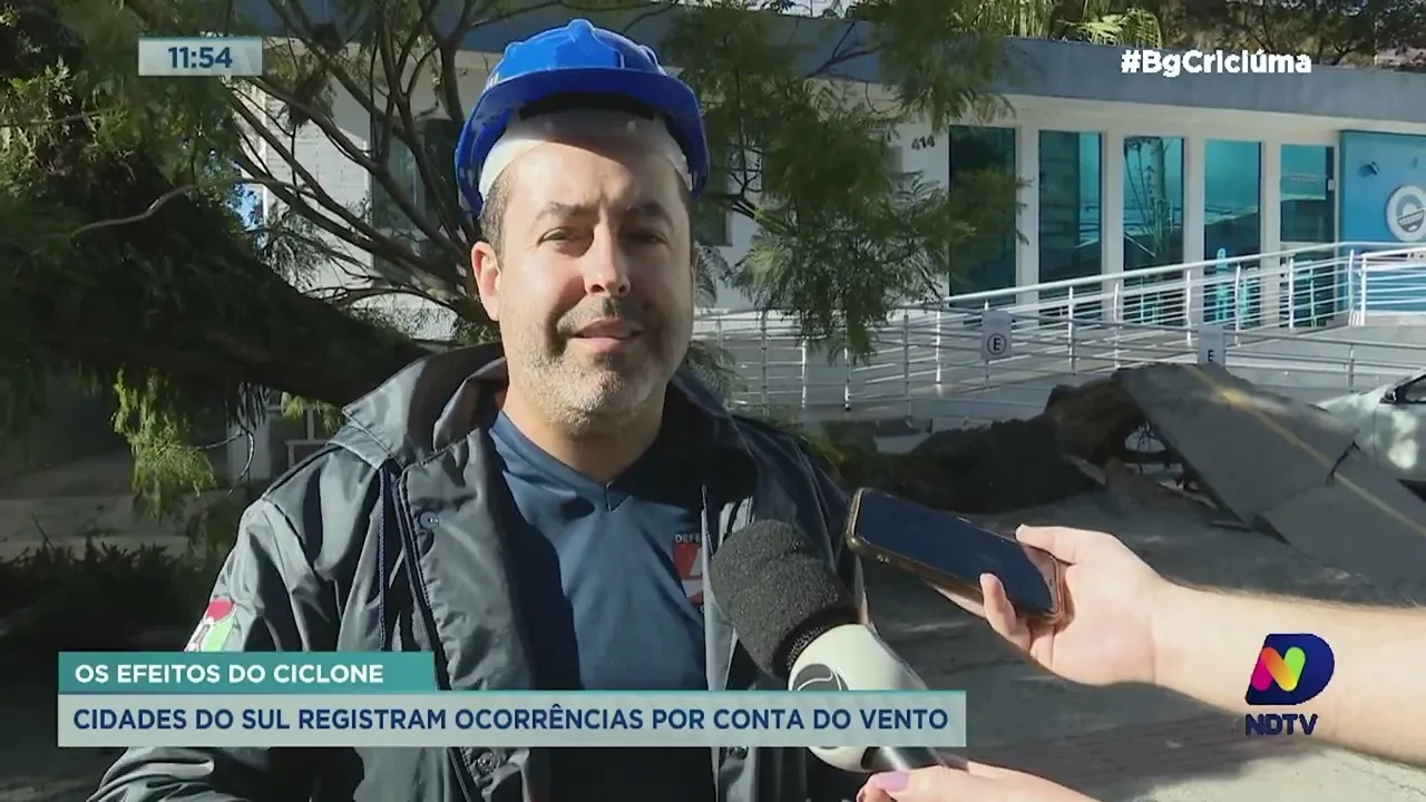 Ciclone extratropical: queda de árvores no centro de Criciúma mobilizam Defesa Civil