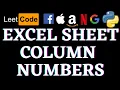 Excel Sheet Column Number Leetcode Python Solution Python