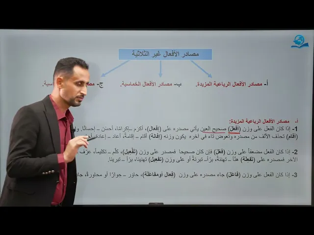 ⁣الدرس (3) مصادر الأفعال غير الثلاثية  - الصف الثالث المتوسط 2026