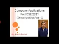 Computer Applications for ICSE String Handling in Java Part 2 return type String