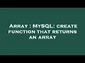 Array MySQL create function that returns an array