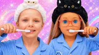 داشا وروتينها الصباحي مع دميتها! 🧸💕 داشا تتعلّم كيف تقوم بمهامها الصباحية بنفسها! 🌸