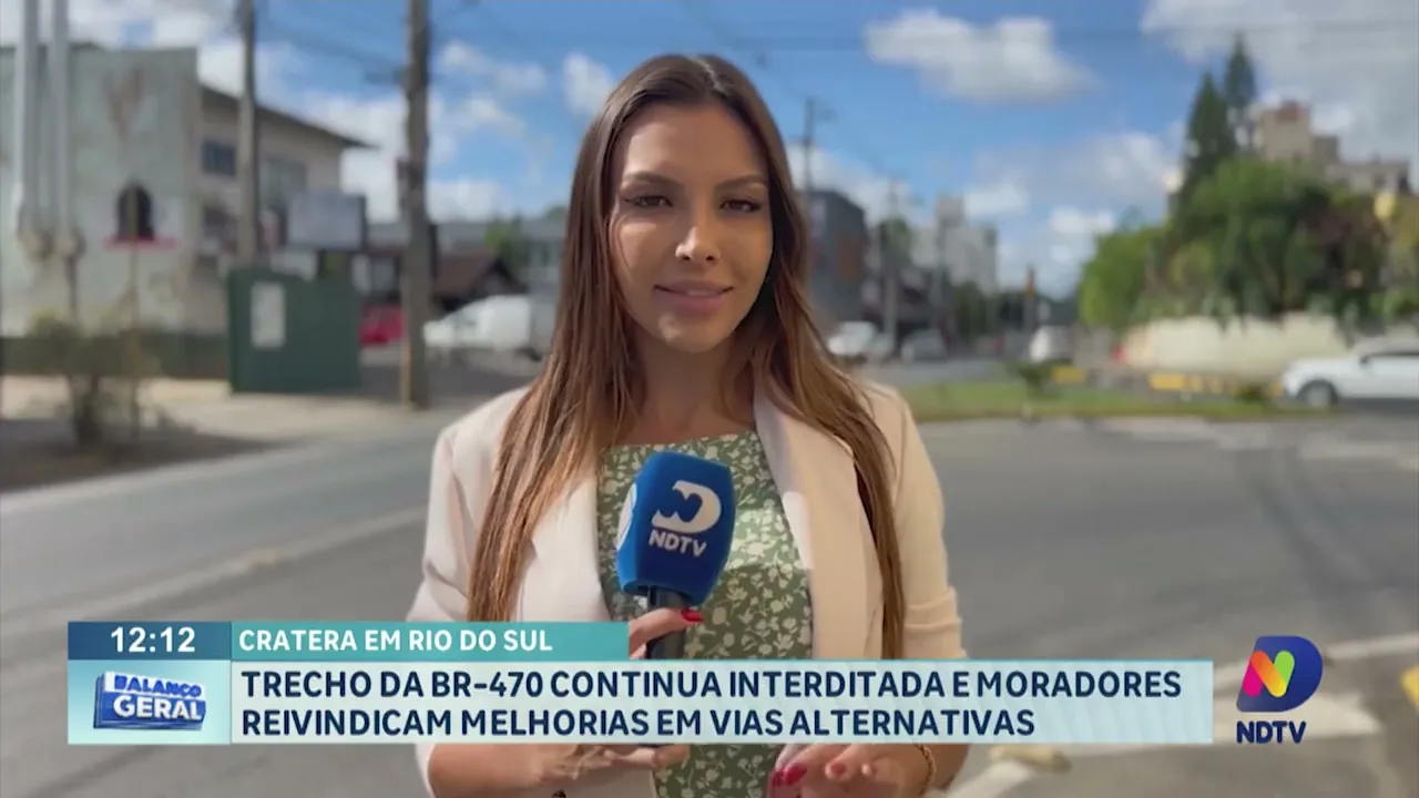 Trecho da BR-470 em Rio do Sul continua interditado e moradores reivindicam melhorias
