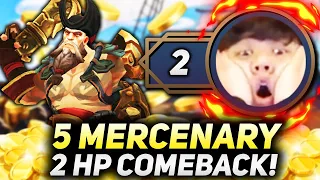 2 HP COMEBACK WITH 5 MERCENARY CASHOUT!! | Teamfight Tactics Patch 11.23