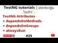 Use of dependsOnMethods dependsOnGroups alwaysRun - TestNG Java Tutorials for Beginners