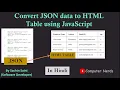 JSON to HTML table using JavaScript In Hindi HTML table from JSON Object using JavaScript