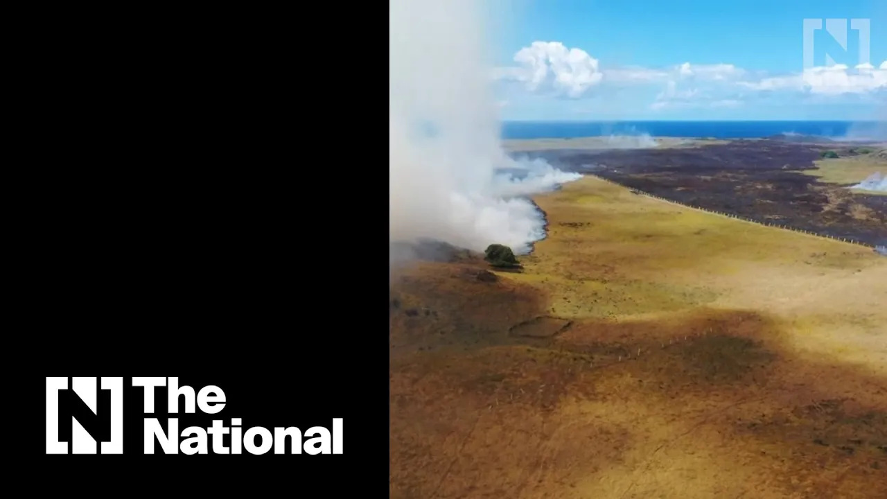 Drone footage shows fire burning 600 hectares on Chile's Easter Island