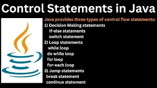 What are Control Statements in Java If else switch while do while for break continue