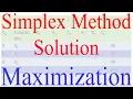 Operation Research 5 Linear Programming Solution Simplex Method Maximization problem