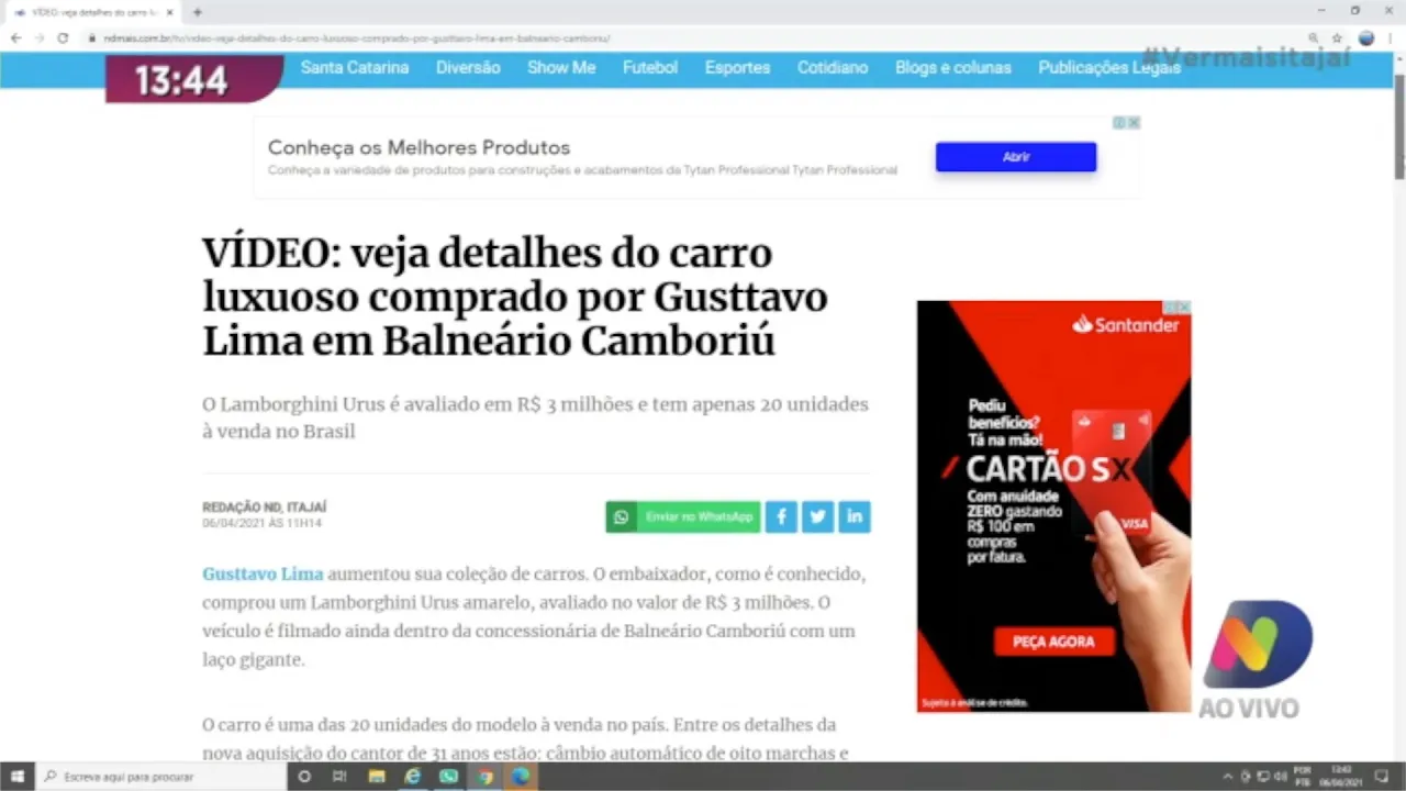 Gustavo Lima compra carro luxuoso em Balneário Camboriú