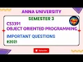 CS3391 Important Question Object Oriented Programming