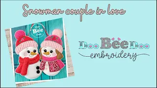 Valentines Snowman in Love ITH Embroidery Project