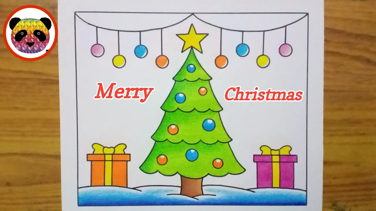 Merry Christmas Drawing / Christmas Drawing Easy Steps  / Christmas Tree Drawing/Christmas Painting