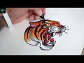 How to Draw out a Tattoo Design of an Old School Tiger