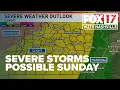 Monitoring for severe weather Sunday night in Middle Tennessee Southern Kentucky