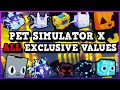 PET SIMULATOR X ALL EXCLUSIVE VALUES UP TO DATE - Roblox